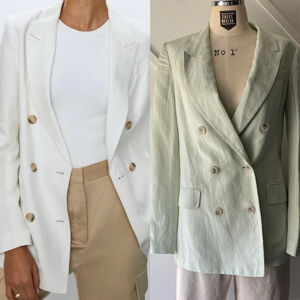 Aritzia Babaton Atelier Double Breast Linen Blazer - 0